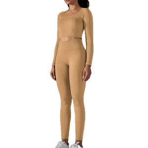 ชุดโยคะคุณภาพสูง เนื้อผ้านุ่ม เซ็กซี่ สำหรับผู้หญิง ชุดโยคะสองชิ้น ยกกระชับสะโพก ชุดออกกำลังกาย ชุดโยคะสำหรับผู้หญิง - Product Image 3