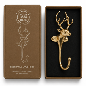 Luxury Deer Head <b>Wall</b> Hook Decorative Antler Metal Coat Hanger Rustic Entryway Home Organizer Hardware Accent Piece - Product Image 1