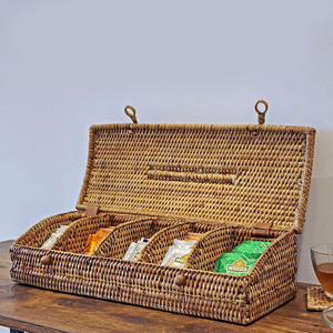 Sustainable Natural Rattan Woven Boxes for Tea Wholesale Price Handmade Tea Bag Storage <b>Caddy</b> Box - Product Image 4