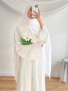 Ensemble 2 pièces Abaya en mousseline simple et modeste pour femme, Robe longue Caftan pour l'Aïd et le Ramadan 2026 - Product Image 5
