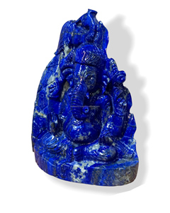 Escultura de Piedra Preciosa Curativa Tallada a Mano del Dios Ganesh en Lapislázuli Natural, Estatua Decorativa para el Hogar de Feng Shui Ecológica - Product Image 5