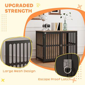 Walnut Brown 39\" Dog <b>Crate</b> Furniture Anti Chew Resistant Mesh & Anti Escape Single Door for Large Dogs - Product Image 4