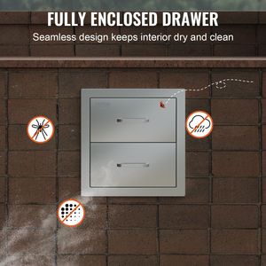 Soluzione di Stoccaggio per Cucina Esterna 14W X 14.4H X 23D Pollici, Cassetti Doppi per BBQ a Incasso con Maniglia in Acciaio Inox per Isola BBQ - Product Image 6