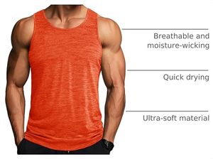 เสื้อกล้ามผู้ชายสีส้ม คอกลม สีพื้น แห้งเร็ว ผ้าถัก สวมใส่สบาย - Product Image 5