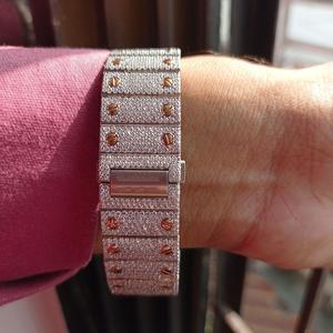 Reloj de pulsera para hombre con esfera de esqueleto, diamantes CVD, tono oro rosa, envío gratis, estilo Hip Hop, con esfera de 41 mm de diámetro - Product Image 6