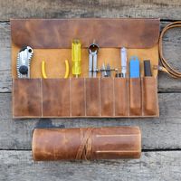 Rustique pur cuir robuste pliable Portable boîte à outils rouleau couteau de cuisine ensemble étui chasse Style organisateur qualité sacs à outils