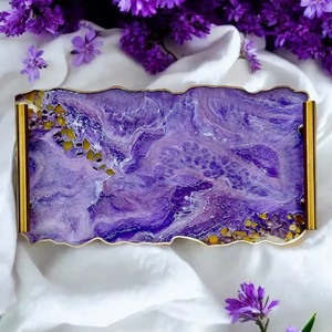 Handmade Resin Jewelry <b>Tray</b> Set with Glossy Durable Finish Lightweight Oval Design Gold Flake for <b>Vanity</b> Decor and Gift Use - Product Image 1