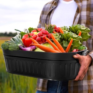 Matte Black Oval Galvanized Steel <b>Ice</b> Bucket With Wire Side Handles Ribbed Party Wine, Beer Chilling Beverage Tub For Serving - Product Image 4