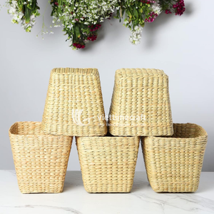 Cesta de Jacinto de Agua, Contenedor Cuadrado Tejido, Organizador Artesanal Ecológico para Estantes, Armarios y Decoración del Hogar - Product Image 4