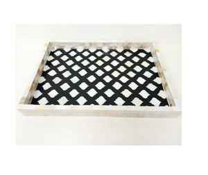 Plateaux de service et de rangement modernes de luxe en résine et nacre pour mariage, Ramadan, Aïd, fêtes, plateau rectangulaire pour table - Product Image 3