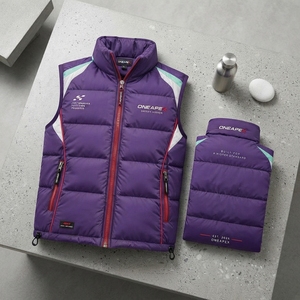 <b>Men's</b> <b>Purple</b> Puffer Jacket Lightweight Quilted Stand Collar Zip Up Winter Jacket Casual Outdoor Streetwear Custom Apparel - Product Image 4