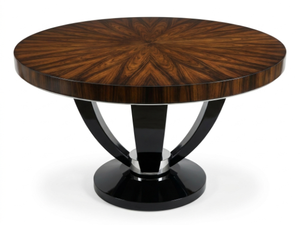 Table à manger ronde en bois avec pieds en métal, design contemporain moderne, base stable, mobilier de maison, 6 places - Product Image 2