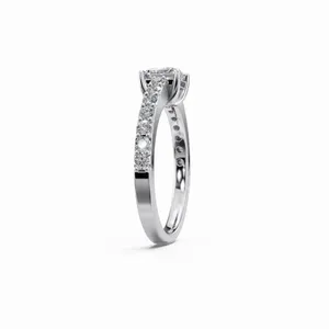Anillo de Diamantes de Oro Blanco de 18K Cultivados en Laboratorio de Primera Calidad, Corte Princesa y Redondo, con Claridad IGI y VVS, para Mujer - Product Image 2