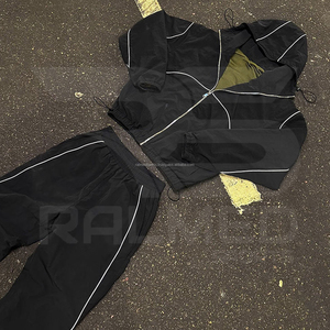 Windbreaker Tracksuit 2 Piece Zipper Jacket and Trouser Reflector Lines 100% Nylon Custom Logo Oversized Tracksuit For Men - Product Image 3