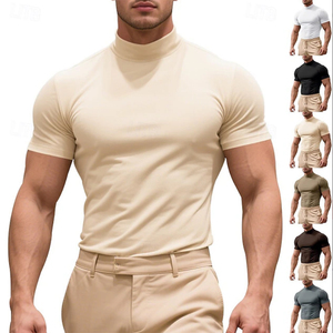 เสื้อยืดคอเต่าผู้ชาย แขนสั้น คอเต่า ฤดูร้อน ฤดูใบไม้ผลิ ทุกฤดูกาล เรียบง่าย แฟชั่น ลำลอง พื้นฐาน เสื้อยืดวันหยุดสำหรับผู้ชาย - Product Image 6