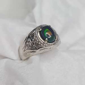 Natural Black <b>Opal</b> Mens <b>Ring</b> Alpaca Mixed Metal Handmade 925 <b>Silver</b> Gemstone Jewelry Luxury Gift For Men - Product Image 3