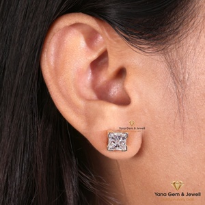 ต่างหูเพชรทรงปรินเซสคัท 4 กะรัต CVD Lab Grown Diamond ทองคำแท้ 14K ดีไซน์หรูหราสำหรับผู้หญิง ความใส VVS2 สี F รับรองโดย IGI - Product Image 4