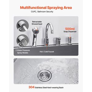 Estación de Lavado para Perros de Acero Inoxidable 304 con Rampa Antideslizante de 50 Pulgadas, Cajón de Almacenamiento y Grifo de Agua Fría y Caliente para Peluquería Canina - Product Image 5