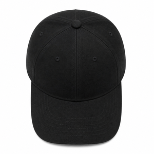 <b>Black</b> 6-Panel Cotton <b>Baseball</b> <b>Cap</b> Unisex Adjustable Solid Color Casual Hat - Product Image 4
