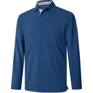Polo en tricot à manches longues pour homme, couleur unie, style décontracté, bordeaux - Product Image 4