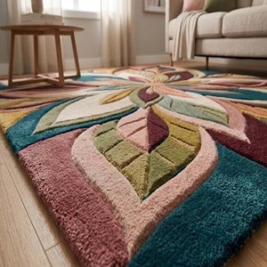 Alfombra floral colorida de diseño, alfombra moderna abstracta, alfombra de lana, alfombra artística con hojas botánicas, alfombra decorativa de lujo para sala de estar - Product Image 5