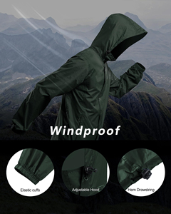 Veste de pluie légère pour homme, fabriquée en usine, coupe-vent, pliable, imperméable, pour l'extérieur, vêtements de pluie pour homme - Product Image 4