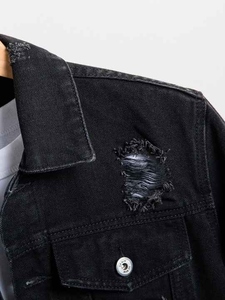 <b>Men's</b> Classic Denim <b>Jacket</b> Regular Fit Turn-down Collar Solid Color Cotton Washed Casual Autumn Style - Product Image 6