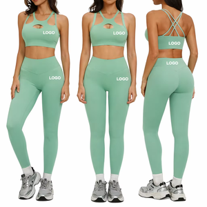 Ensemble de yoga respirant à séchage rapide, moulant et amincissant, pour activités sportives en extérieur, comprenant un soutien-gorge de sport et des leggings, ensemble 4 pièces pour la course et l'exercice - Product Image 5