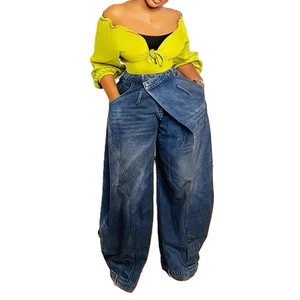 Pantalones Vaqueros de Mezclilla 100% Algodón de Alta Calidad, Tallas Personalizadas, Transpirables, Casuales para Mujer, Elegantes, al por Mayor, Corte Regular, Cintura Alta con Abertura - Product Image 4