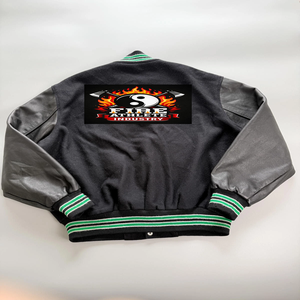 Abrigos Varsity de Lana Superior para Mujer, Chaqueta Letterman Vintage con Mangas de Cuero y Lana Negra, Chaqueta Varsity - Product Image 4