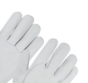 Durable Leather Safety Gloves Full Smooth Texture Anti-Slip Elastic Wristlet Waterproof Impact Resistant General Purpose White - Product Image 4