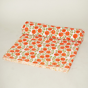 Floral Kantha <b>Quilt</b> 100% Cotton Handmade Woven Bedspread Portable <b>Throw</b> Blanket Washable Simple Custom Home & Hotel Decor - Product Image 3