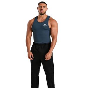 <b>Mens</b> Navy Blue Sleeveless Tank Top Gym Workout Shirt Athletic Fitness Training Sportswear Bodybuilding <b>Running</b> Activewear <b>Vest</b> - Product Image 4