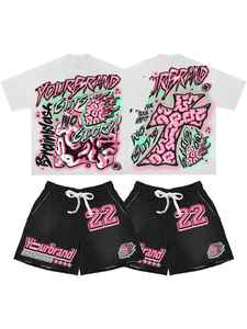 Ensemble chemise et short streetwear homme hiver personnalisé éco-responsable unisexe deux pièces avec logo au dos en tissu éponge polyester/coton délavé à l'acide - Product Image 4