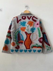 Bohemian Embroidered Floral Cotton Eco-Friendly Suzani Pattern CVR Brand <b>Jacket</b> O-Neck Full Sleeve Plus Size Women's Outerwear - Product Image 3