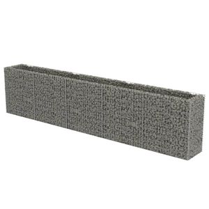 Jardinière surélevée en gabion 177,2x19,7x39,4 pouces en acier galvanisé argenté, style rustique - Product Image 4