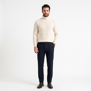 Pull col roulé côtelé uni pour homme, anti-boulochage, 61% coton, 220g, tricot chaud décontracté classique, OEM ODM, vente en gros - Product Image 1