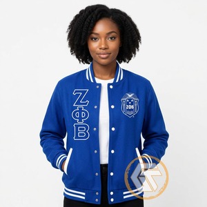 เสื้อแจ็คเก็ตวาร์ซิตี้ Zeta Phi Beta แบบสั่งทำพิเศษจาก GREEK TREASURES เสื้อผ้าสำหรับชมรมนักศึกษา คุณภาพสูง ระบายอากาศได้ดี บุด้วยผ้าซาตินไหม สำหรับผู้หญิง - Product Image 2