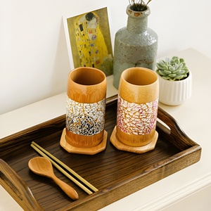 Drinking cups for <b>eco</b> friendly wedding celebration cheapest cost bamboo <b>egg</b> shell inlaid cup - Product Image 6