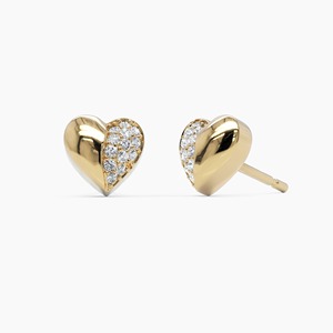 14K Solid Gold Lab Grown Diamond Heart Stud <b>Earrings</b> Pave Puffy Heart Shape IGI Certified Wedding Elegant Jewelry Women Gift - Product Image 5