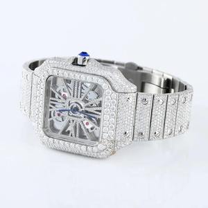 Montre mécanique squelette unisexe de luxe en moissanite et diamants pour hommes et femmes, vente en gros - Product Image 3