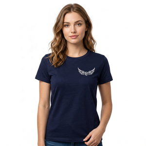 Camiseta de Manga Corta Azul Marino para Hombre con Logotipo R con Alas Blancas Estampado en la Parte Delantera, Cuello Redondo Informal, Algodón Jersey, Corte Regular - Product Image 3