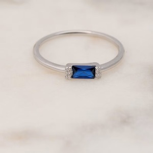 Personalized Vintage Emerald Cut 12 Months Birthstone <b>Open</b> <b>Ring</b> Gold Plated 925 Silver Adjustable Wedding Finger Gift - Product Image 4