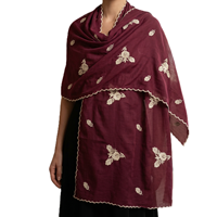 Lot de 12 châles en voile de coton AHE pour femmes, brodés de fleurs et de strass, doux, légers et respirants pour usage quotidien