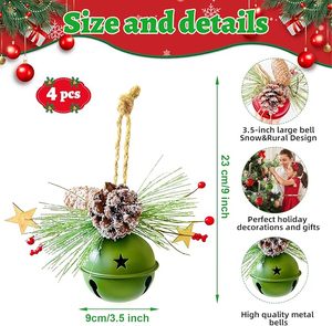 Campana colgante navideña de metal creativa con etiqueta privada, estilo rústico, para decoración de fiestas en el hogar. - Product Image 5