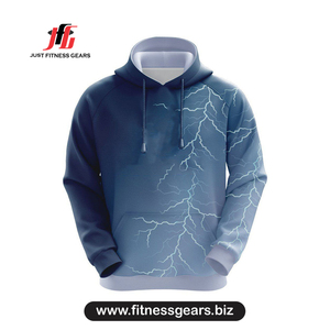 Sudadera con Capucha para Hombre, Estampado por Sublimación, Diseño de Rayos Azules, Corte Regular, Estilo Casual para Otoño - Product Image 1