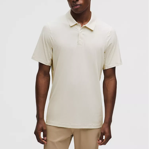 T-shirt de golf en toile blanc pur et noir, anti-plis, avec poche avant, personnalisé, pour hommes et femmes, avec broderie tricotée et impression - Product Image 1