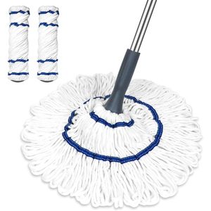 Mopa de Algodón Autoescurrible con 2 Cabezales Reutilizables para Limpieza de Pisos Secos o Mojados en Cocina y Baño, Pisos de Madera y Vinilo - Product Image 1