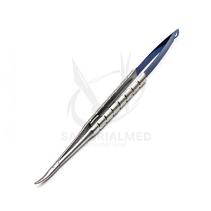 Porte-aiguilles chirurgical Castroviejo 18 cm droit courbé à verrouillage queue bleue manuel certifié CE Instruments de chirurgie générale - Product Image 4