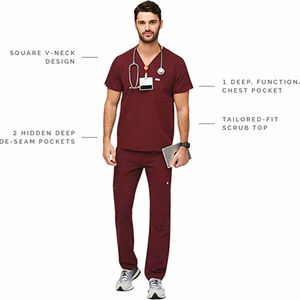 Uniformes Médicos Unisex de Tela Tejida Ecológica, Suaves, Transpirables, Resistentes a las Arrugas, de Secado Rápido, Poliéster/Rayón - Product Image 2